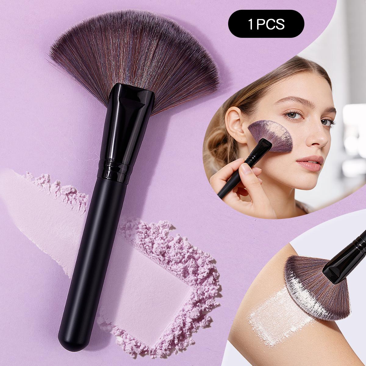 Large fan-shaped makeup brush, loose brush, blush brush, contour brush, multi-functional soft-bristled wooden handle makeup tool