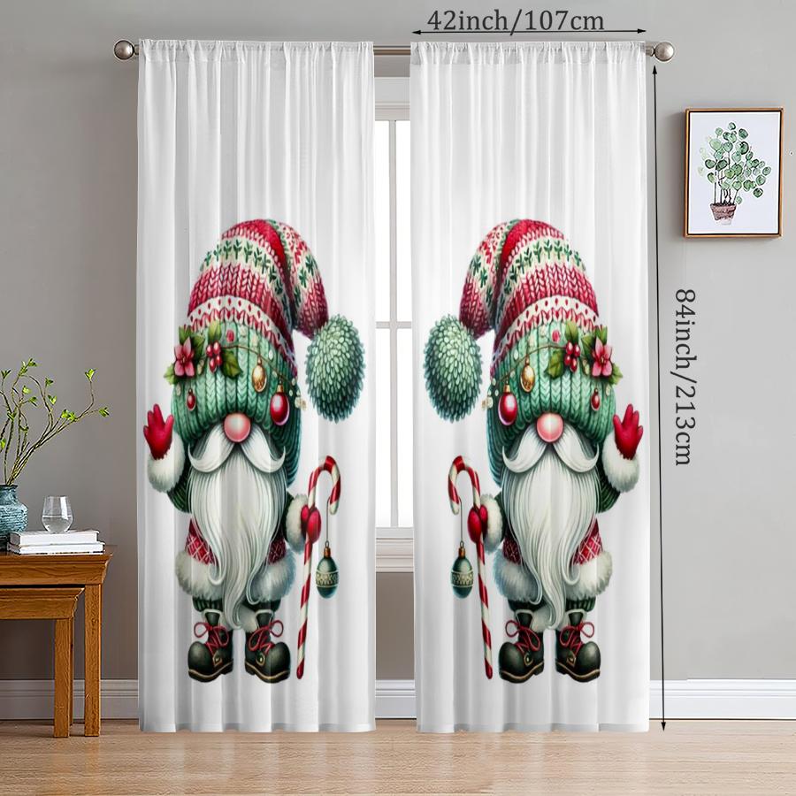 2pcs- Santa Claus Printed Curtains   Pole Bag Curtains   Christmas Decorations   Home Decorations   Room Decorations