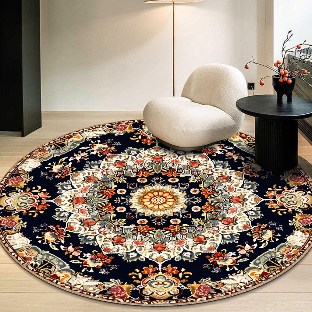 Bohemian Mandala Round Carpet Mat Rug Euro American Stained Glass Floral Medallion Colorful Home Decoration Living Room Bedroom