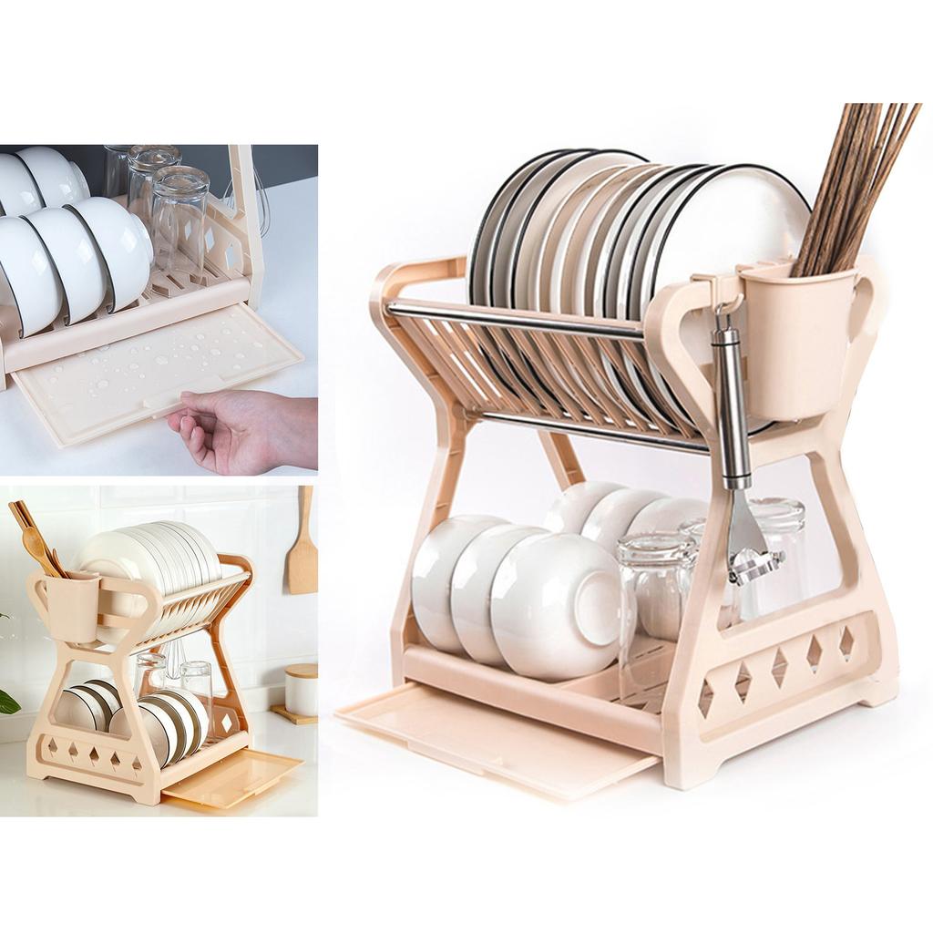 Dish Drying Rack Multilayer Versatile Countertop Plate Bowl Rack Cutlery Holder for Kitchen Countertop Cabinet