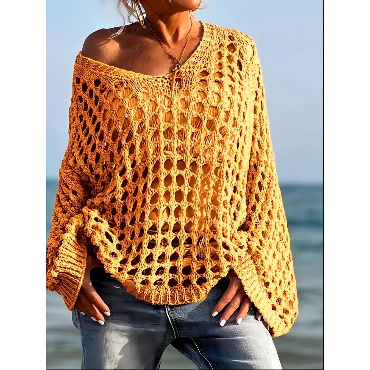 

Сексуальный ажурный трикотаж, рубашка от солнца, трикотаж для отпуска, женская верхняя пляжная накидка весна-лето M жёлтый