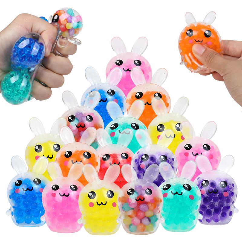 Easter Soft Bunny Squeeze Ball Stress Relief Fidget Toy Kids Birthday Party Favors Easter Party Egg Basket Fillers Boy Girl Gift