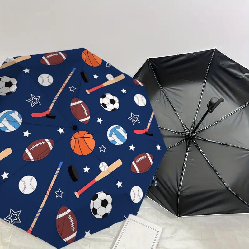 1pc Sports Balls Pattern Umbrella with Plastic Handle,Suitable for All Seasons Home Travel Outdoor UmbrellaDD1769