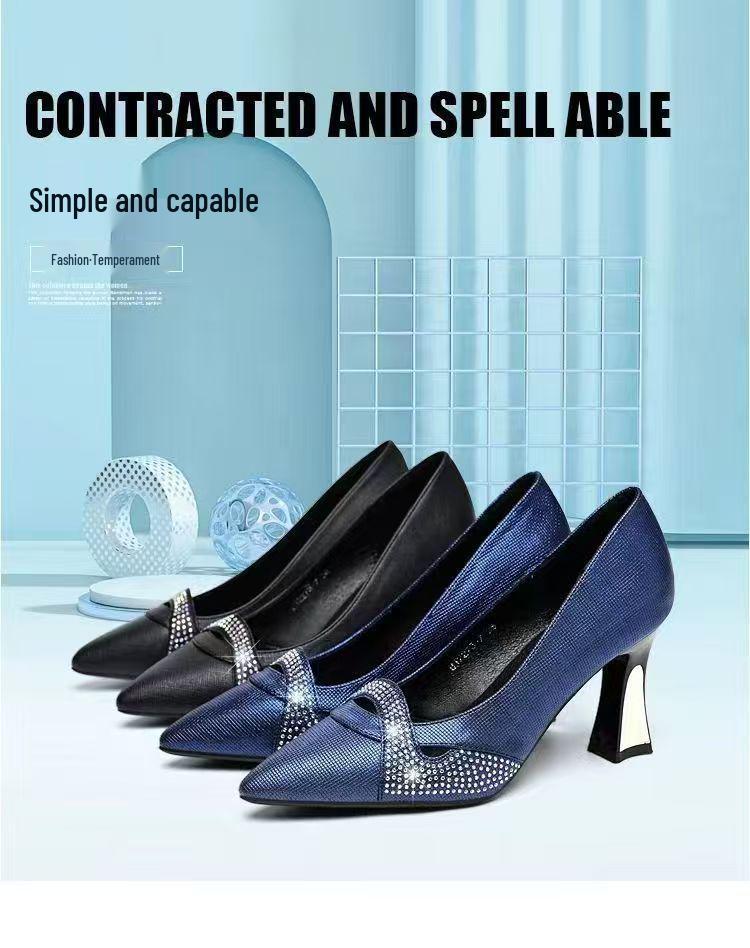 Women's Soft Leather Chunky Heel Open-Toe One-Strap Buckle Platform Sandals