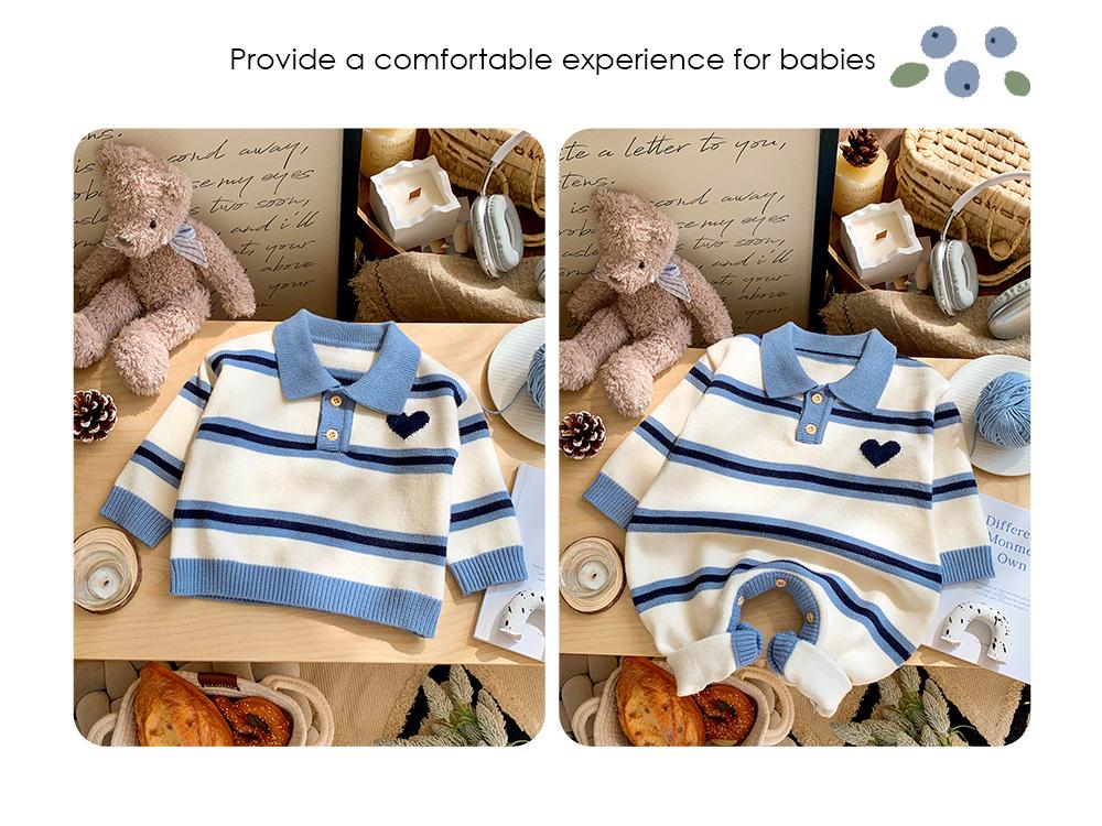 2025 Herbst/Winter Gestreifter Herz Familienstrick-Jumpsuit für Drei oder Vier