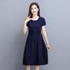 Office Lady Fashion Women Solid Midi Dress Summer New Tunics Slim Elegant Temperament Koreon Female Short Sleeve Casual Sundress