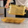 Long tray square gold hollow gift fruit and snack storage tray, restaurant snack candy and fruit tray  storage containers