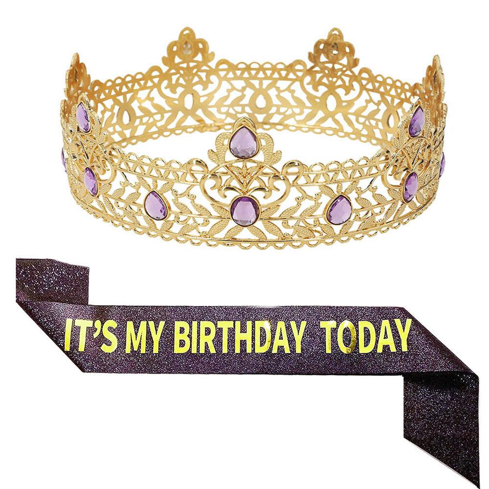 Men s Round Crown It s My Birthday Today Ribbon Birthday Party Decoration