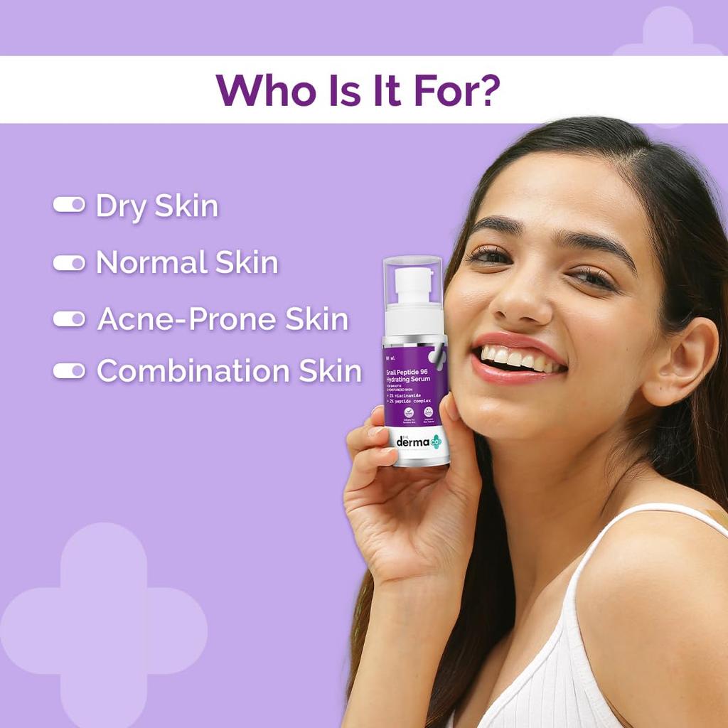 The Derma Co Snail Peptide 96 Hydratisierendes Serum Für Glatte Feuchtigkeitsversorgte Haut Leicht Nicht Fettend Tägliches Gesichtsserum 80 ml