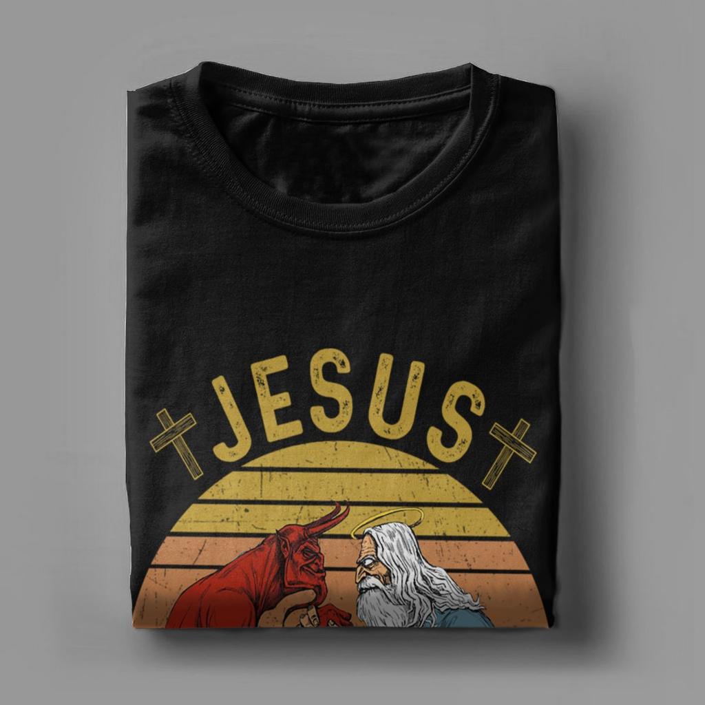 Herr T-shirts Oroa dig inte Jesus har din rygg Vintage Ren Bomull T-shirt Kortärmad T-shirt Rundhals Toppar Tryckt