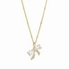 18K Gold Zircon Copper Bow Necklace with Diamonds