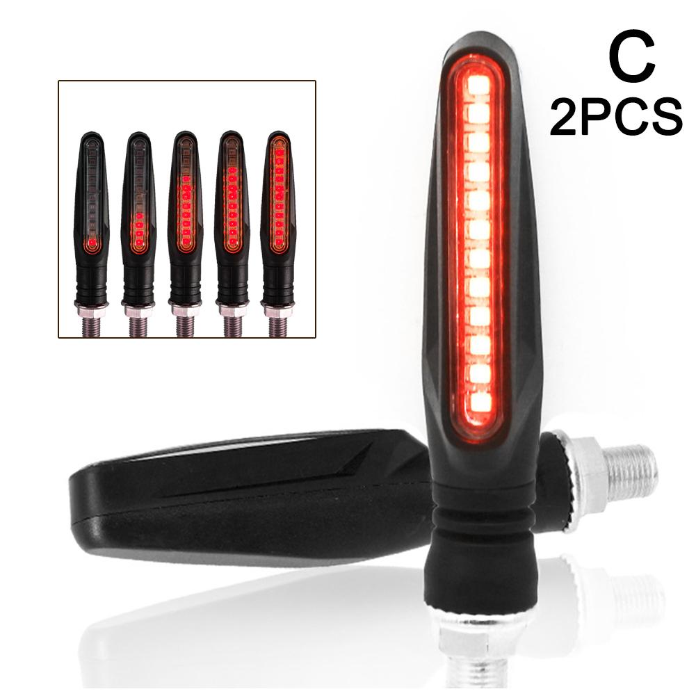 

2 шт. многофункциональный указатель поворота мотоцикла IP68 12 В светодиодный портативный линейный индикатор бегущей лошади задний фонарь вспышка красный