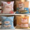 Popular L-LLulu Pig Cushion Cover Soft Washable Pillow Case Multi-Scene for Couch Bed Travel Office Use