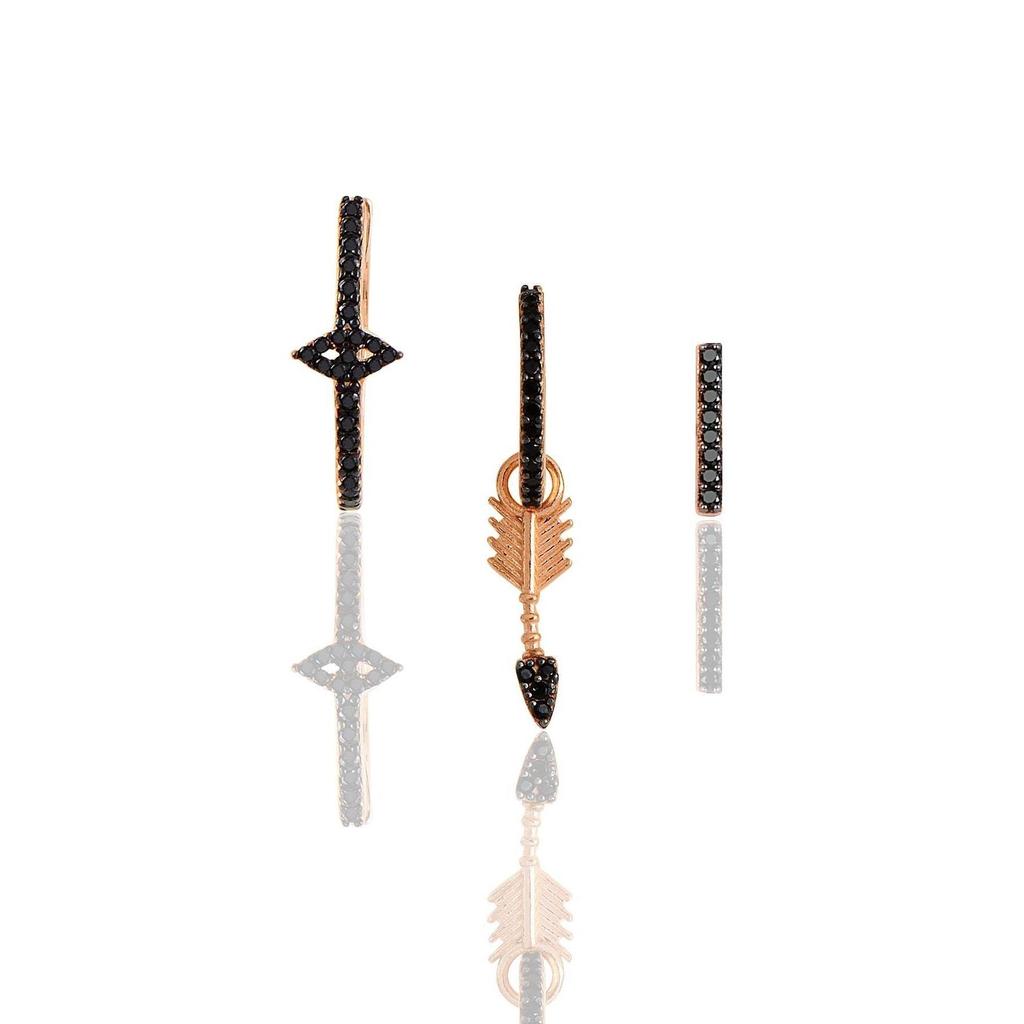 Satın alın Fashion Earrings Jewelry Silver Rose Black Stone Arrow