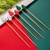 Festive Fruit Skewers 100PCS Halloween Bamboo Toothpicks, Cute Tree Shaped Disposable Skewers, Cocktail Picks Decorative Dessert Toppers for
