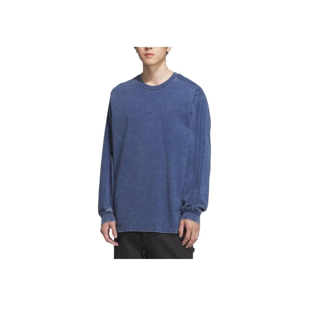 Adidas Originals Classic Series Washed Loose Comfortable Versatile Long Sleeve T-Shirt Men Tops Uniform-Blue KA6760