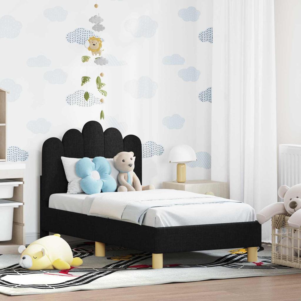 Kids Bed Frame with Headboard Black 70 x 140 cm Fabric