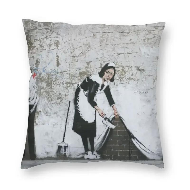 Classic Banksy Street Graffiti Pop Art Square Throw Pillow Case Home Decorative Girl With Red Balloon Cushion Cover For Sofa Car