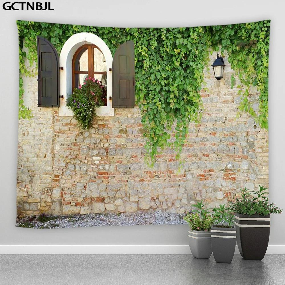 Landscape Tapestry Flowers Plant Retro Style Old Door Rural Scenery Wall Hanging Big Tapestries Bedroom Background Decor Blanket