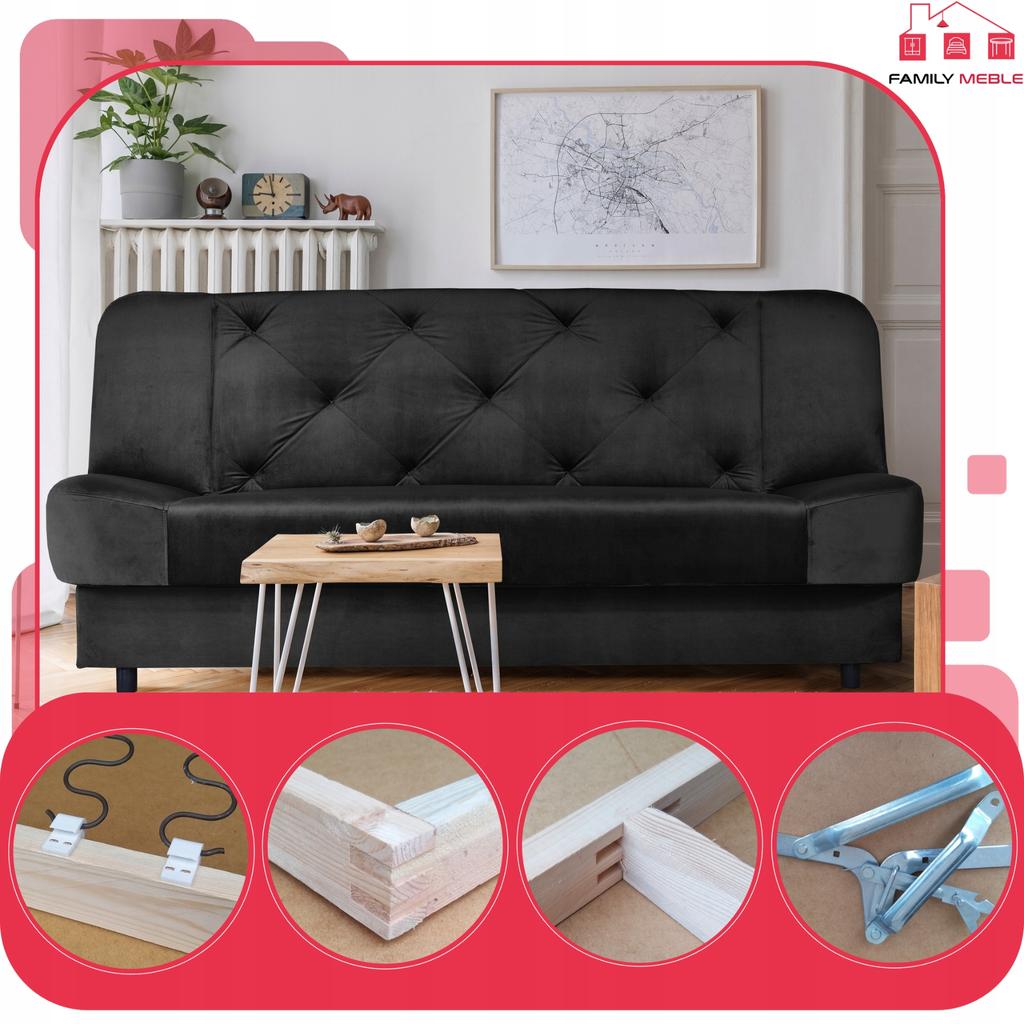 Kanapa sofa Sara Karo rozkładana wersalka spania bonell łóżko Family meble