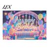 Polyester Birthday Banner Happy Backdrop, Party Photo Background Cloth for Celebration, Wrinkle-resistant Bunting Flag Decor Kids Women, Supplies