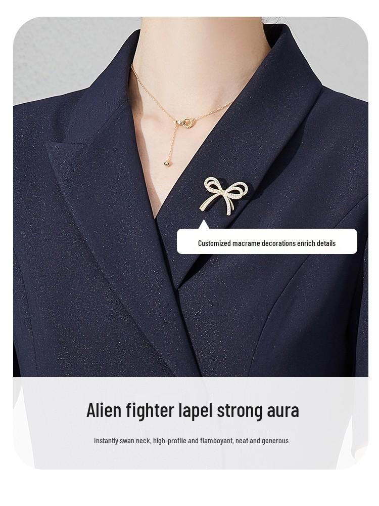 Navy Blue Short Sleeve Slimming Work Dress for Women