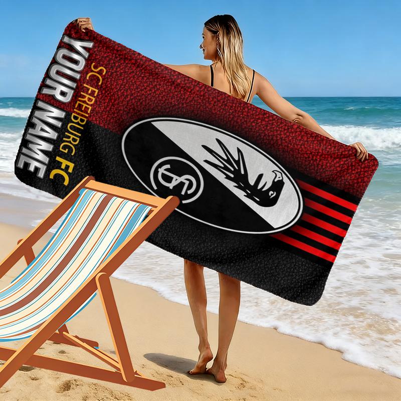 Benutzerdefinierter Name SC Freiburg Druck Strandtuch, Großes Weiches Schnelltrocknendes Handtuch für Strand Camping Schwimmen_xia