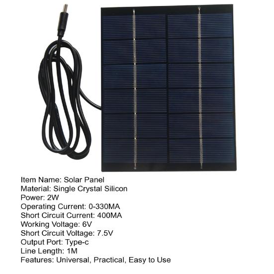 2W 6V Solar Panel Ultra-High Conversion Rate Waterproof Universal Emergency