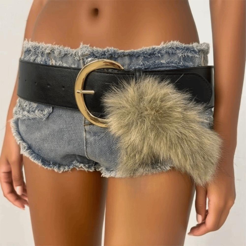 Suede Women Waistband Faux Fur Wide Belt Ins Waist Belt  Waist Accessories