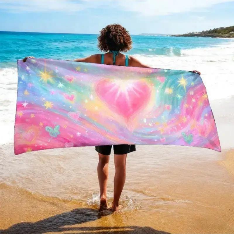 

1pc of Mind Healing Workshop Themed Beach Towel, Charity Festival Beach Towel, Absorbent, Quick-drying, Suitable for 6 Scenarios W40*H60(CM)