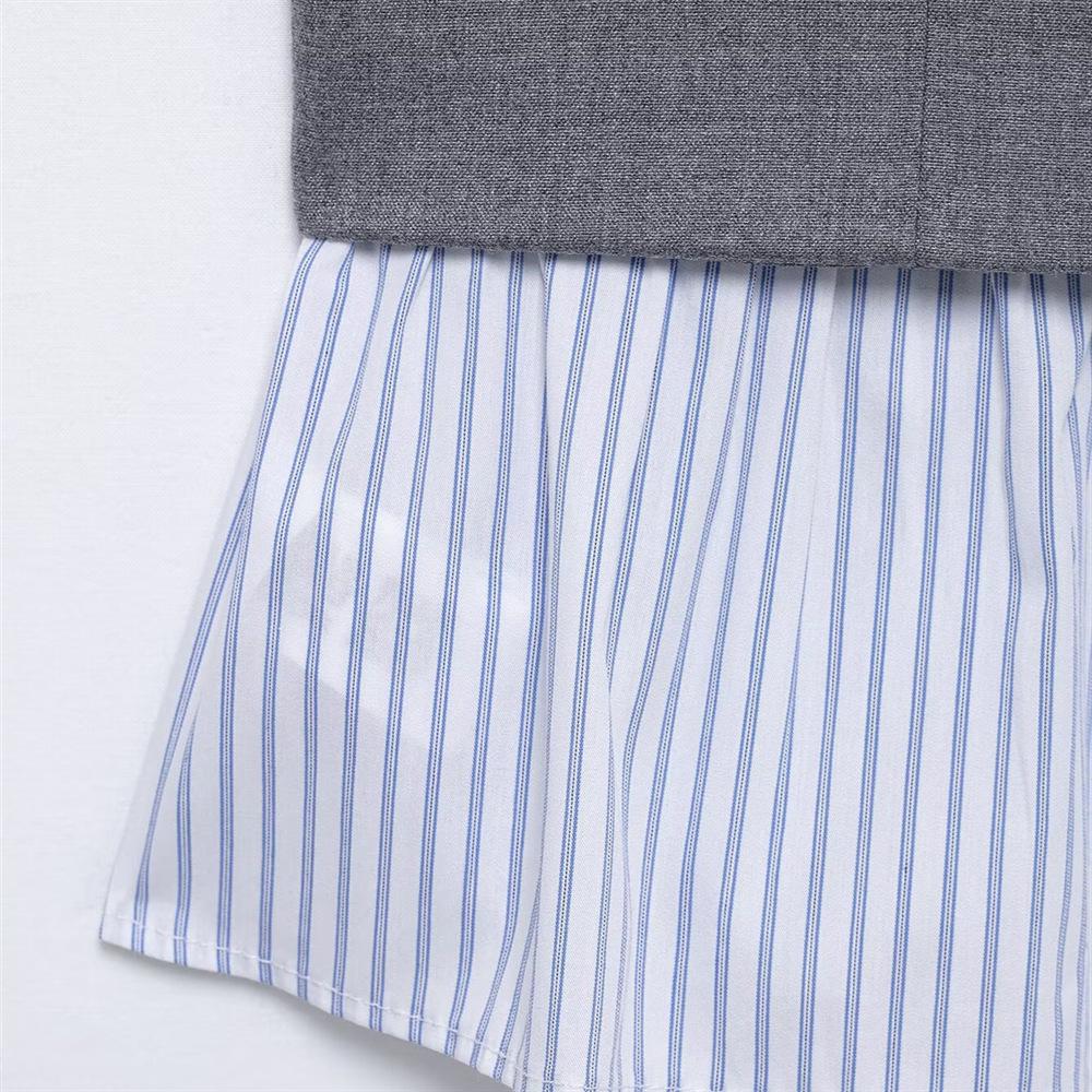 2025 Spring Women's Slim Fit Poplin Stripe Patchwork Camisole