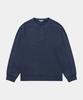 SLOWACID Washed Henley Neck Sweatshirt [Navy]