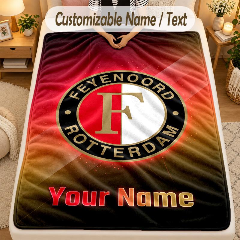 Flanel BattaniyeFeyenoord Özel İsim Yazısı Kişiselleştirilmiş Yumuşak Sıcak Atkı Battaniye Ev Dekorasyonu Hediye
