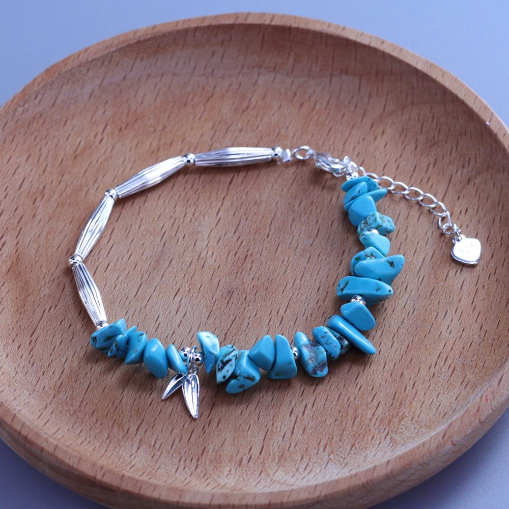 Bijuterii Cadou Brățară din mărgele de pietriș natural Brățări boeme fermecătoare Accesorii din cristal Lanț Mărgele de orez unisex Brățară turcoaz