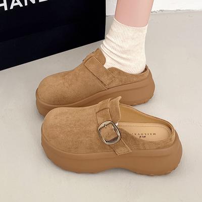 Zapatos de Mula Planos de Plataforma para Mujer, Pantuflas de Ante, Zapatos Casuales Nuevos, Tendencia 2025, Zapatillas Slingback de Invierno para Mujer, Chanclas