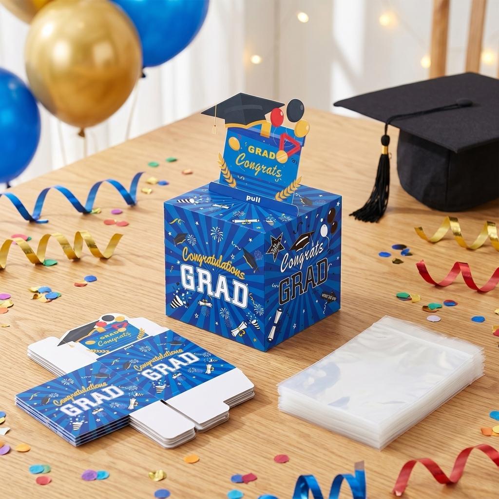 Graduation Party Money Pull Box Gift Box Graduation Theme Decorative Box for Graduation Ceremony Celebration Event Supplies