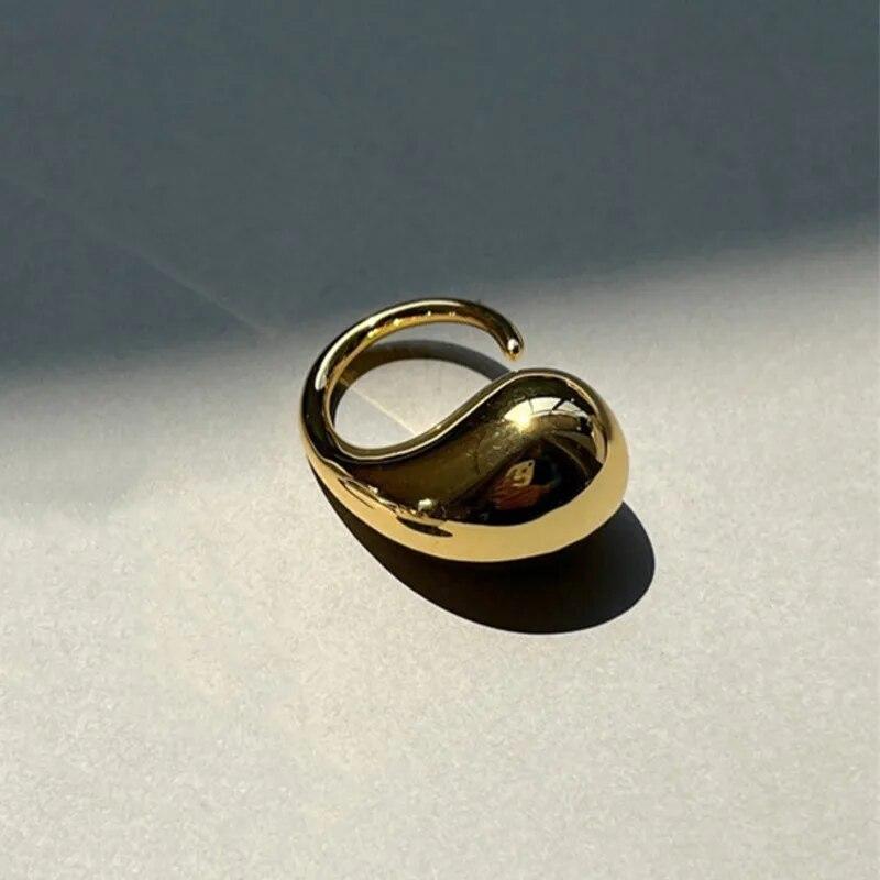 Trendy Water Drop Metal Finger Rings Exaggerated Simple Irregular Open Rings For Women Men Punk Vintage Fashion Party Jewely Gifts