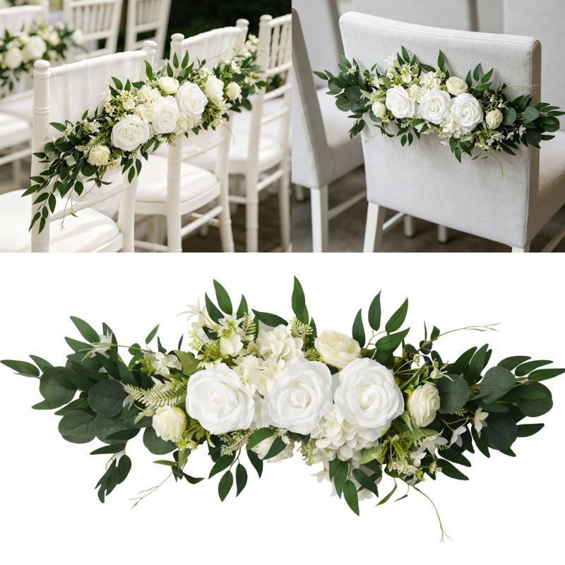 Simulation Flower Artificial Silk Rose Flower For Wedding Reception Chair Back Flower Arrangement Bridal Showers Party