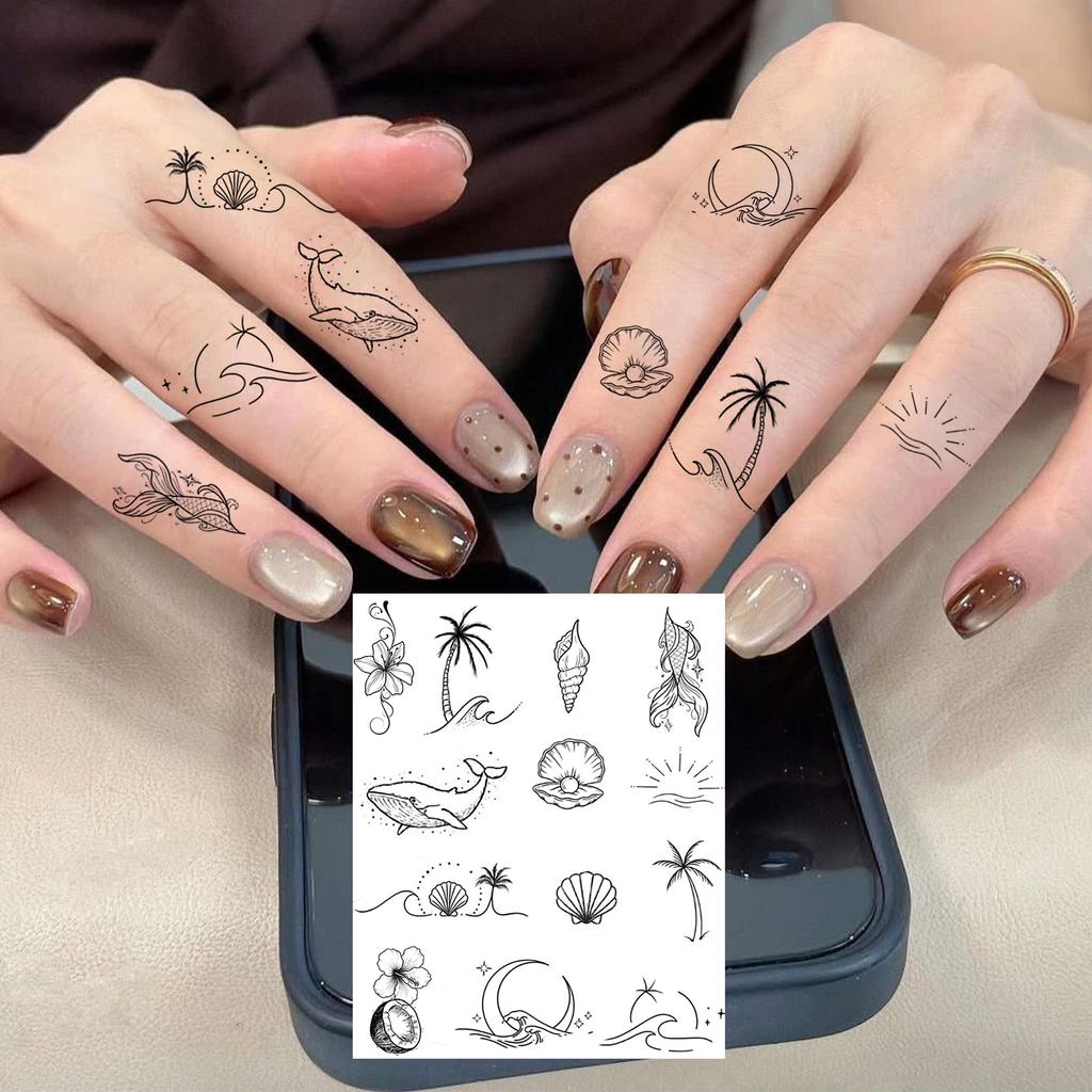 1 Hoja Mariposa Gato Ballena Tatuajes Temporales Para Mujeres Dedo Cuello, Pegatinas de Tatuaje Falso Larga Duración Realista Tatuaje Uso Diario