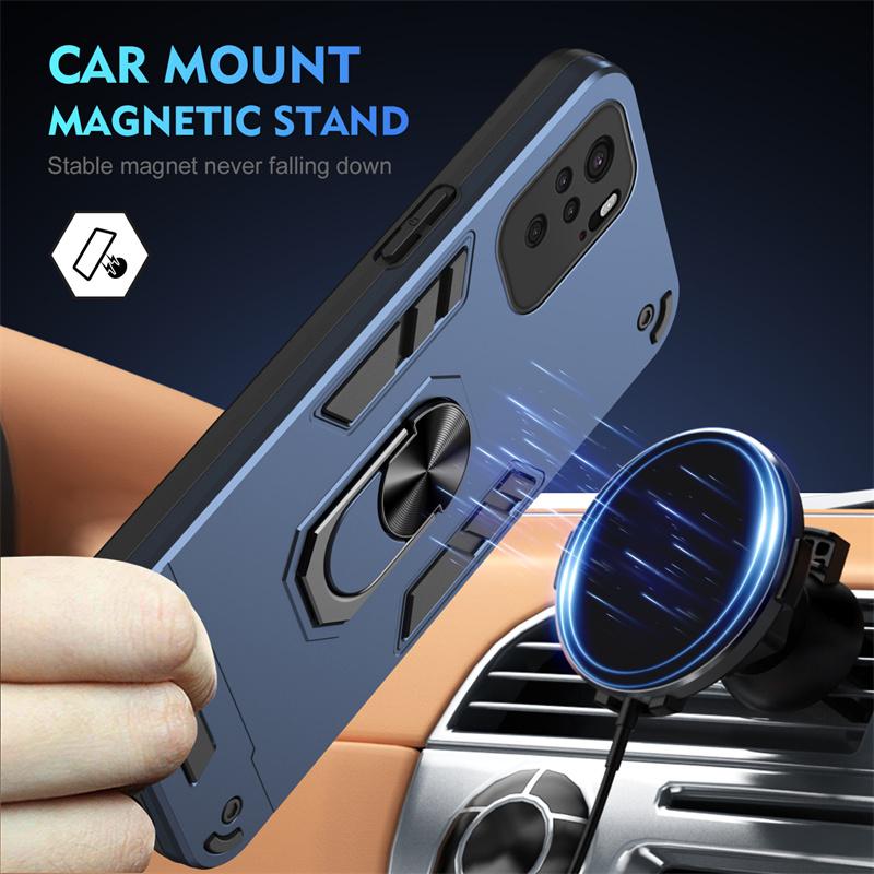For Xiaomi Redmi Note 10 10S 4G Case Lens Protect Shockproof Armor Funda For Redmi Note10 Pro Max 10C Magnetic Holder Ring Cover