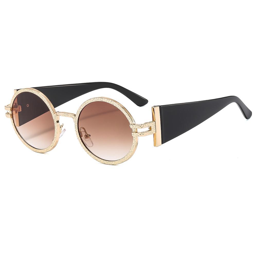 Trendy Round Punk Sunglasses Oval Uv Protection Hip Hop Shades Retro Wide Temples Sun Glasses For Women & Men