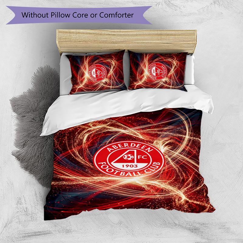 Set Biancheria da Letto Stampato Aberdeen FC 3 Pezzi Copripiumino Traspirante con Federe Biancheria da Letto Decorativa per Camera da Letto Casa