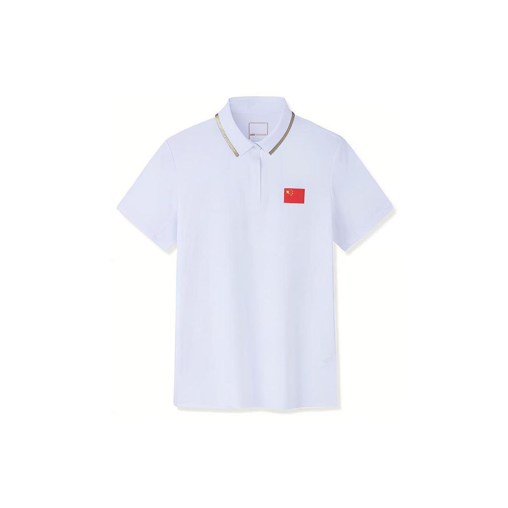 Anta Champion Series Letter Flag Short Sleeve Polo Shirt Women tops Gravel-White 162320118-3