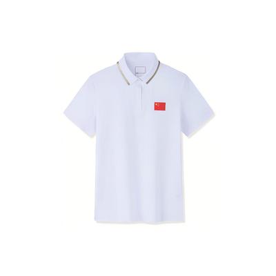 Champion Series Letter Flag Short Sleeve Polo Shirt Women Tops Gravel-White 162320118-3