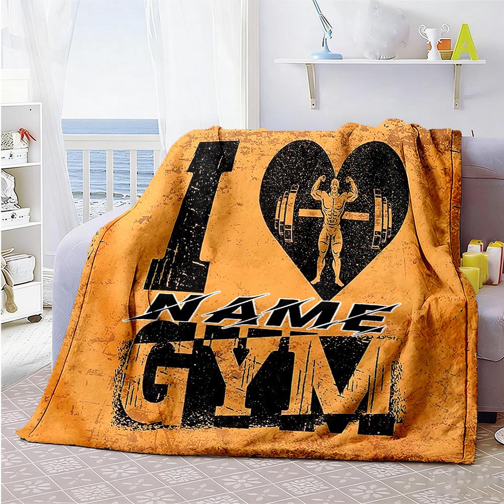 Love Gym Personalized Name Blanket Cozy Customizable Blanket Soft Warm Cozy Perfect for Sofa Livingroom Office Chair Living Room for All Occasions