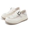 Sandals women's new retro inner height increase hollow women's shoes versatile leather white shoes sports trend