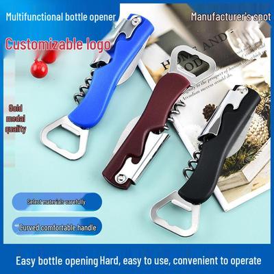 Stainless Steel Wine Opener & Knife Set with Plastic Handle - Portable Multifunctional Tool for Beer & Wine