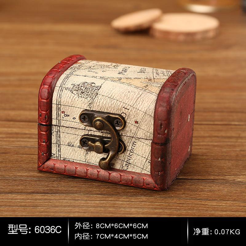 1PC Antique Mini Wood Treasure Chest Storage Box Jewelry Organizer Box Gift Box