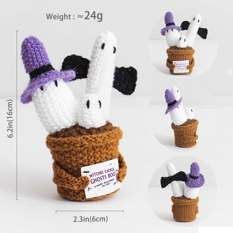 Crochet Flower Artificial Flower Potted Halloween Decoration 2025 Office Desk Accessorie Party Guests Gift Room Decor