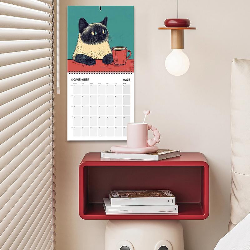 2025 Calendar Cat Design Hangable 2025 Calendar 2025 Hangable Monthly Wall Calendar for Living Room Bedroom Wall Decor
